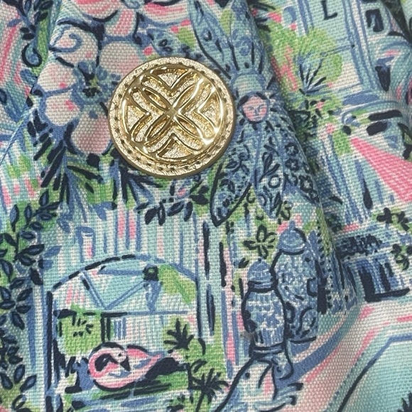 Lilly Pulitzer Bermuda Bag Clutch In Lilly's House Print Aqua Blue Interior NWOT - Picture 4 of 8